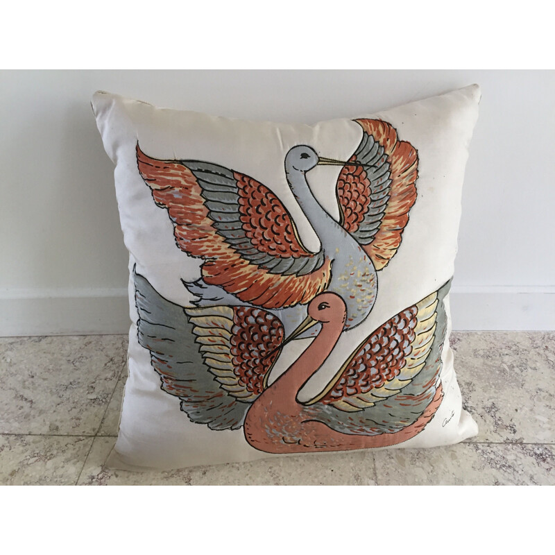 Pair of vintage cushions in pure silk