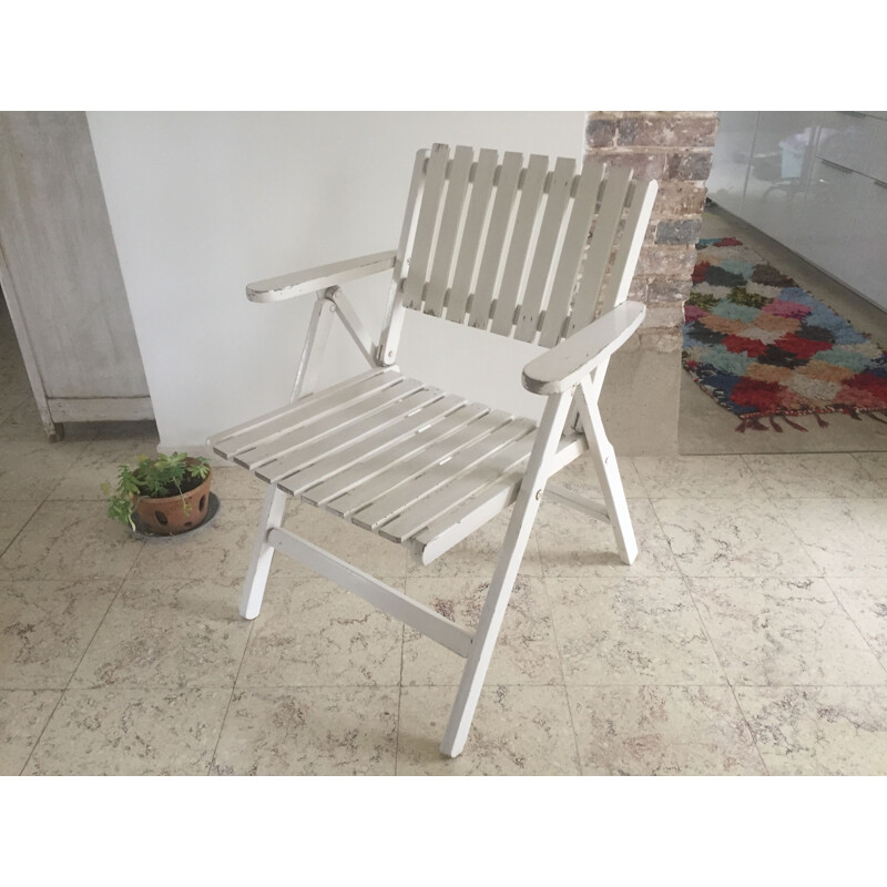 Vintage wooden garden armchair by R. Gleizes