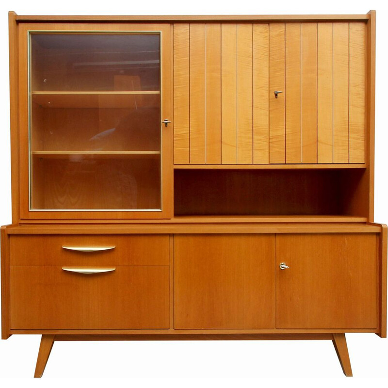 Vintage ash wood highboard 1950