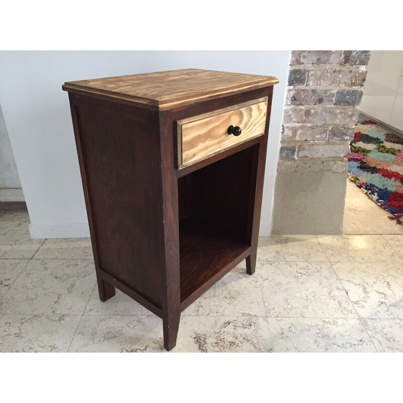 Vintage bedside table with compass legs