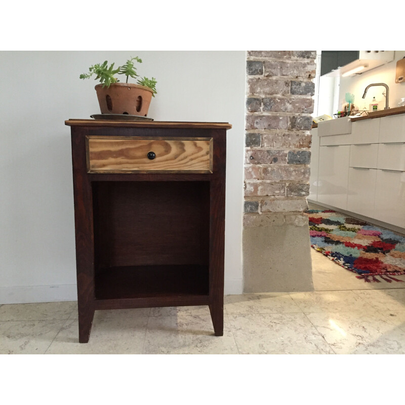 Vintage bedside table with compass legs