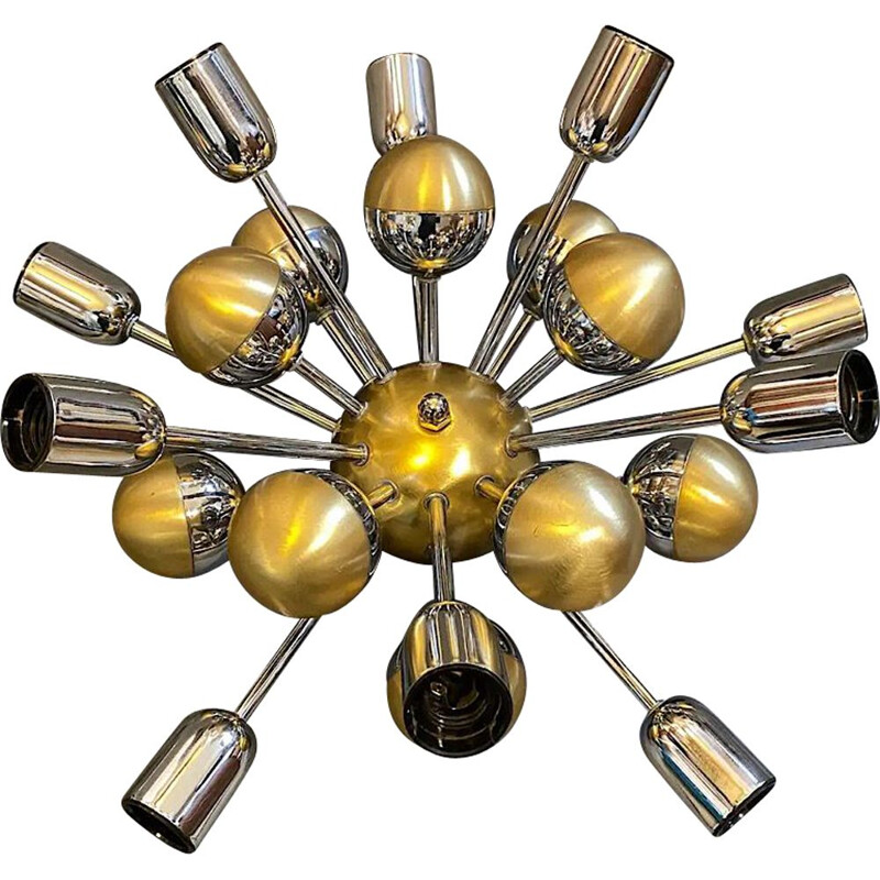 Vintage Space Age Ten Lights Sputnik Wall Sconces, Italian 1970s