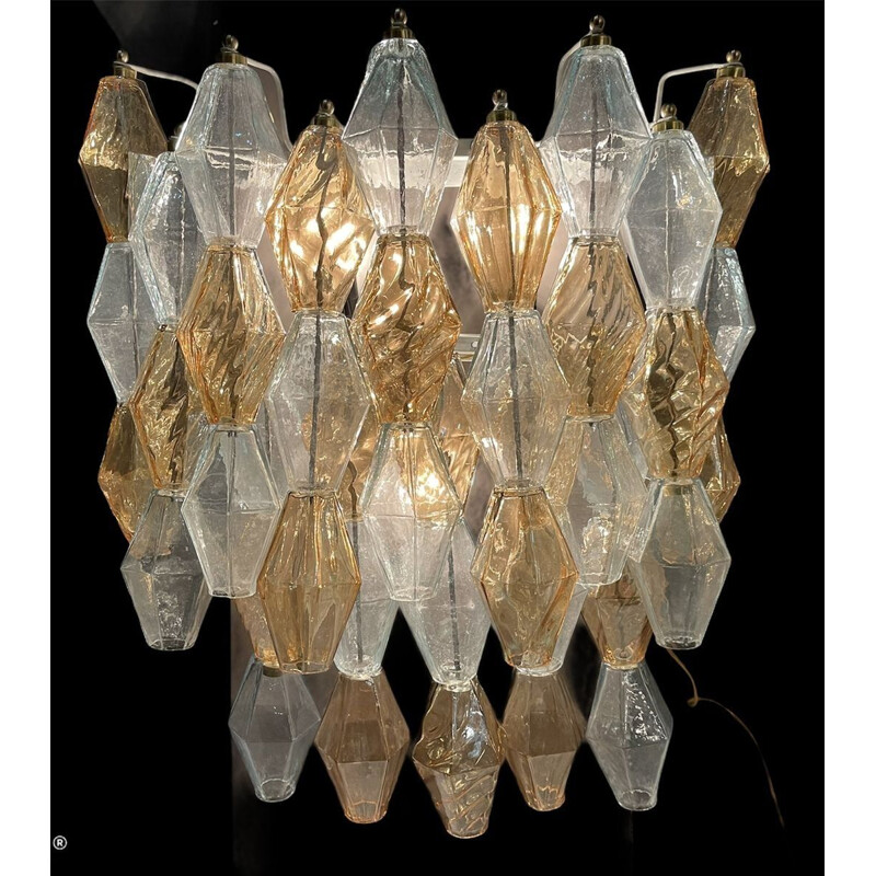 Pair of large vintage Murano glass sconces by Poliedri