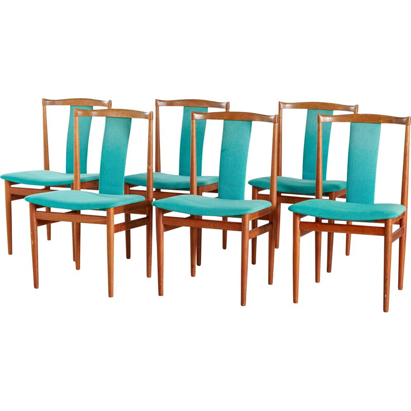 Set van 6 vintage teakhouten stoelen van Henning Sorensen voor Danex, Denemarken 1960
