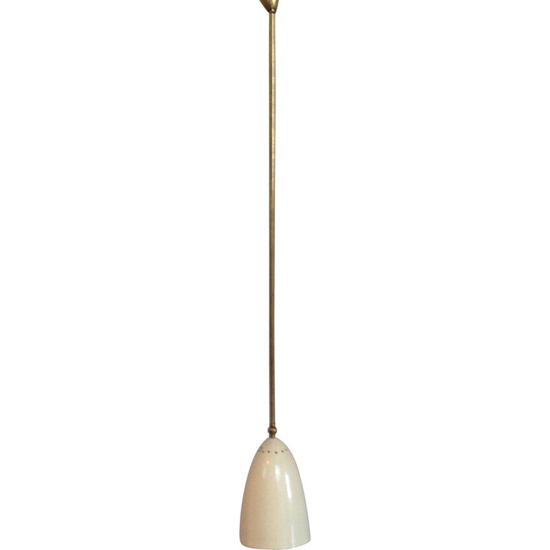 Vintage metal and brass suspension lamp, 1960