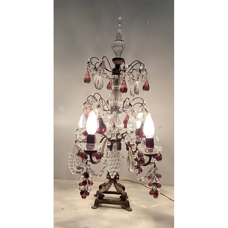 Lámpara de mesa vintage de cristal de Murano 1950