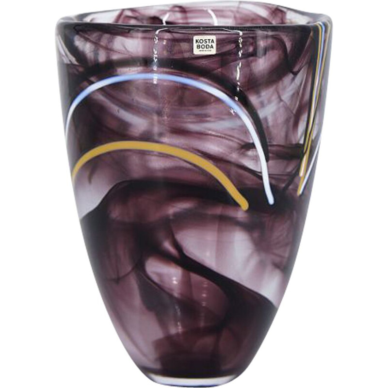 Scandinavian vintage vase in contrasting glass by Anna Ehrner for Kosta Boda, 1980