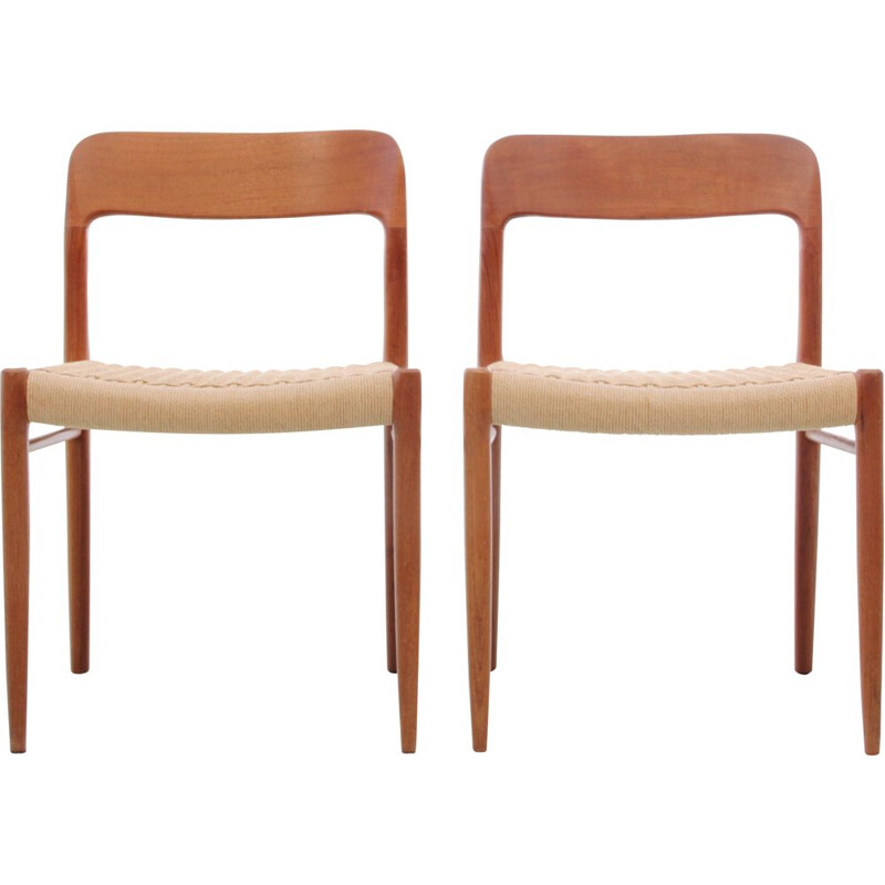 Pair of vintage teak chairs model 75, Scandinavian