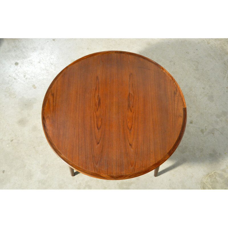 Vintage round teak coffee table by BC Mobler Vejle, Denmark 1960