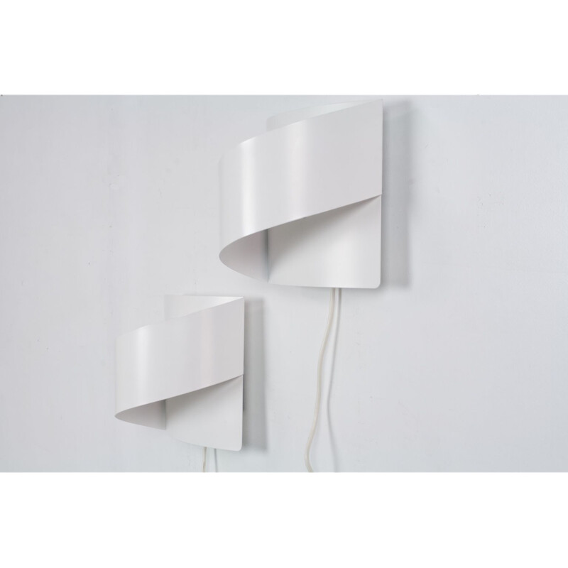 Pair of vintage white metal sconces by Peter Celsing, Sweden 1960