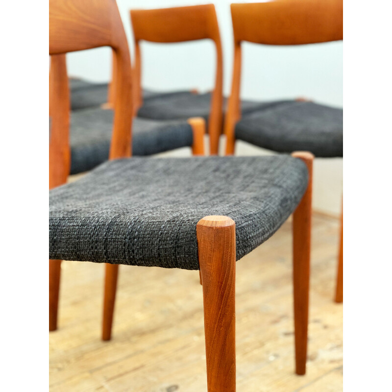 Set of 4 vintage teak chairs, model 77, by Niels O. Moller for J.L. Moller, Denmark 1950