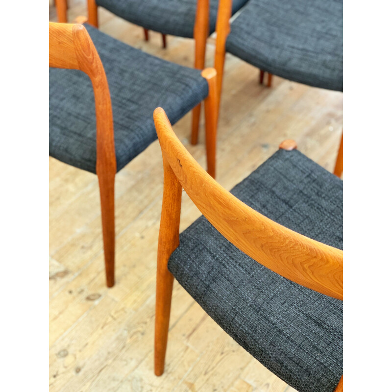 Set of 4 vintage teak chairs, model 77, by Niels O. Moller for J.L. Moller, Denmark 1950