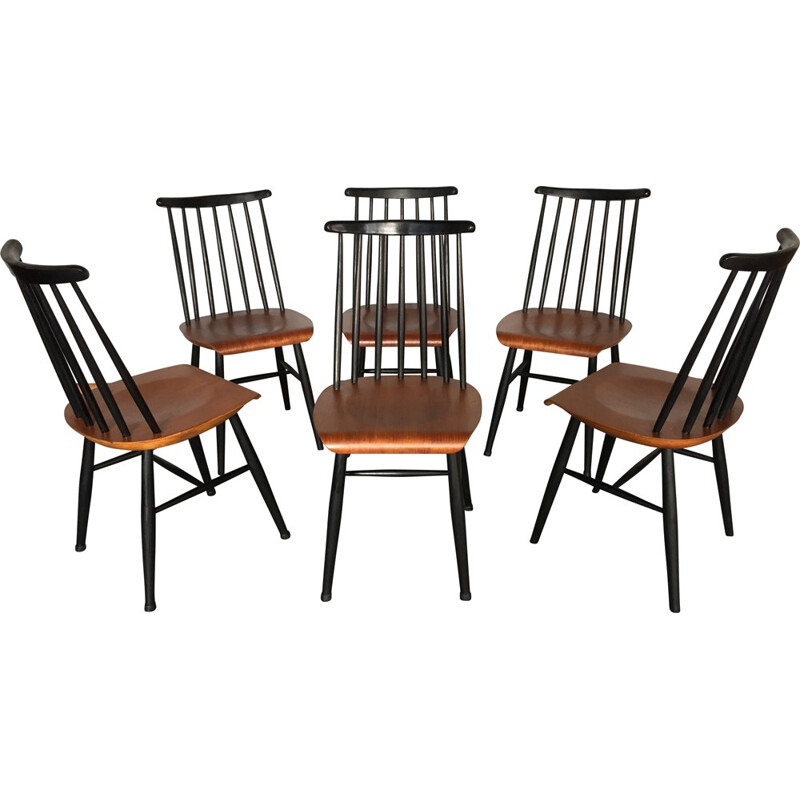 Set of 6 teak Fanett chairs, I. TAPIOVAARA - 1960s