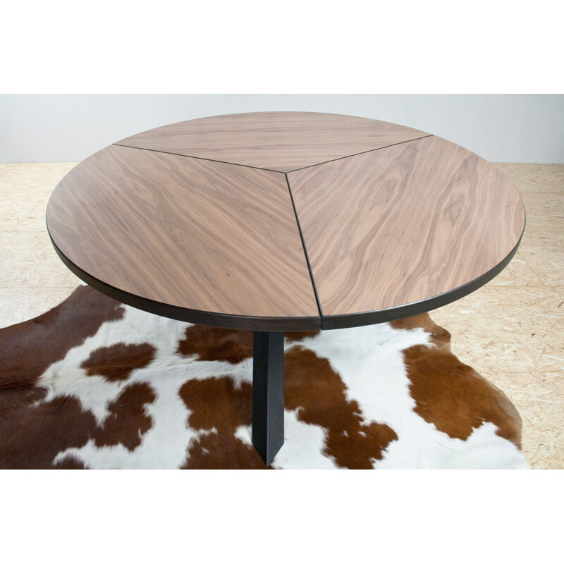 Large vintage walnut and oak table, Brutalist, Dutch 1960