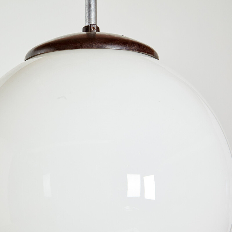 Vintage white glass pendant lamp 1970