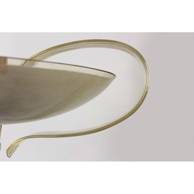 Vintage brass and curved glass chandelier by ESC Zukov 1940