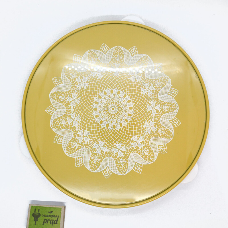 Vintage modernist yellow plastic cake plate, Germany 1960