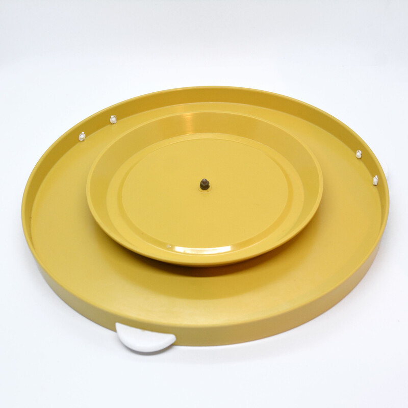 Vintage modernist yellow plastic cake plate, Germany 1960