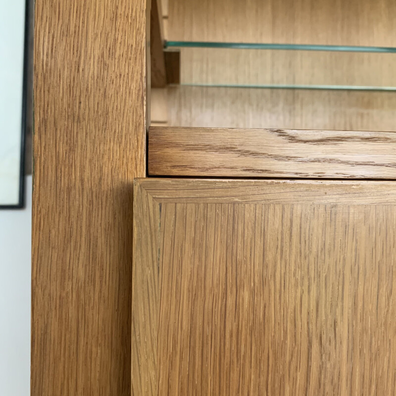 Vintage bookcase with oak secretary by Émile Seigneur 1960