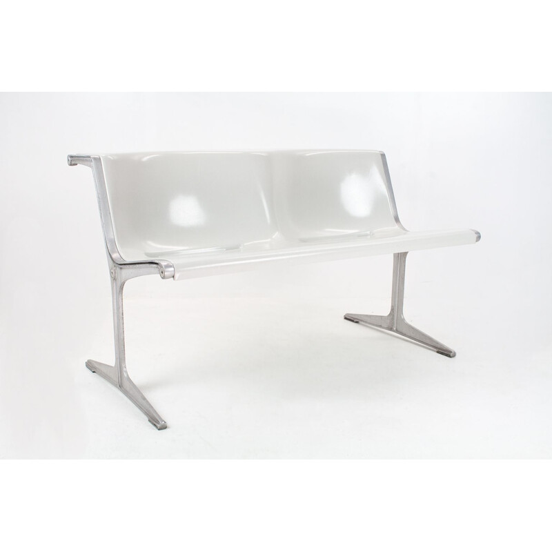 Vintage bench model 1200 grey in fibreglass by Friso Kramer for Wilkhahn, Germany 1967