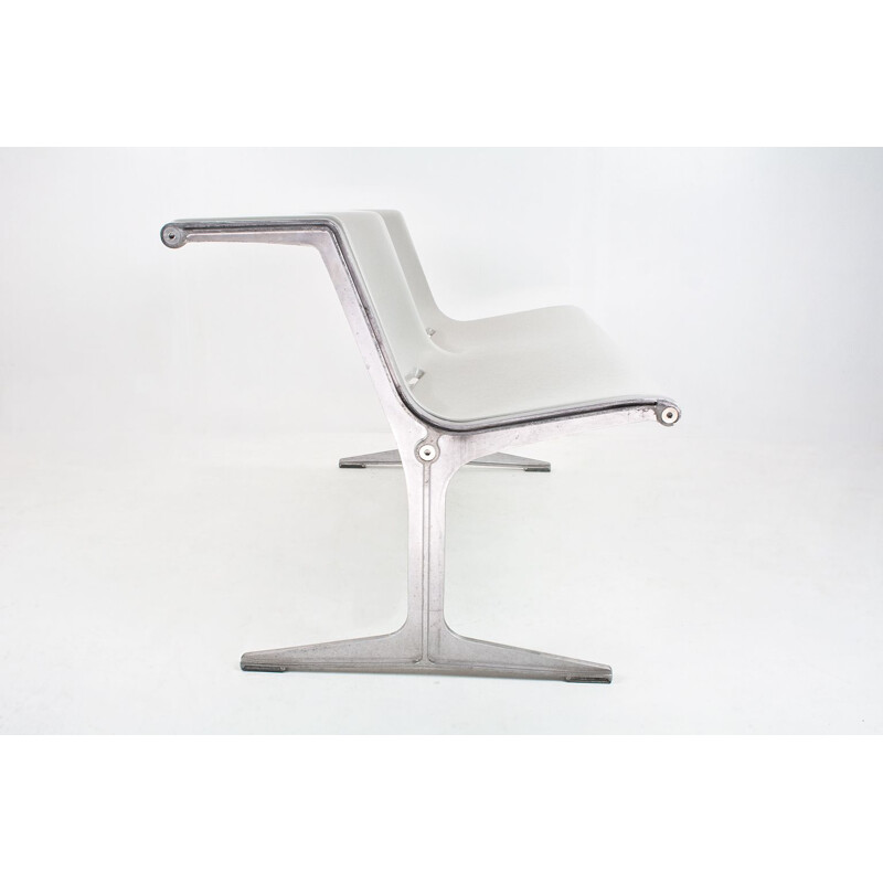 Vintage bench model 1200 grey in fibreglass by Friso Kramer for Wilkhahn, Germany 1967