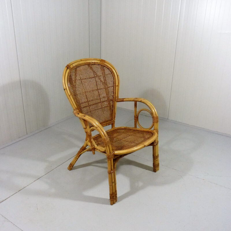 Vintage rattan armchair, Italy 1970