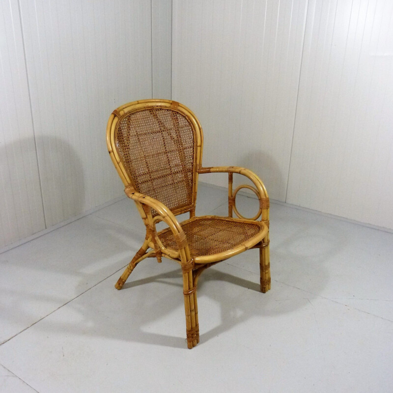 Vintage Sessel aus Rattan, Italien 1970