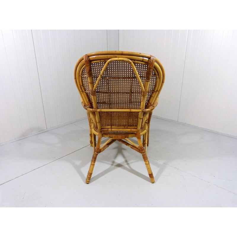 Vintage rotan fauteuil, Italië 1970