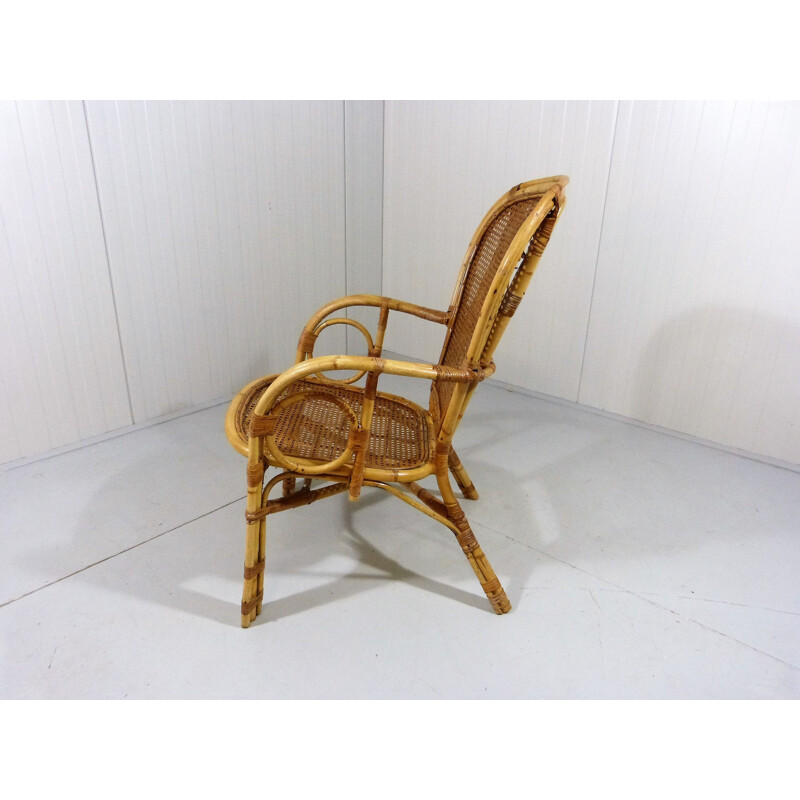 Vintage rotan fauteuil, Italië 1970