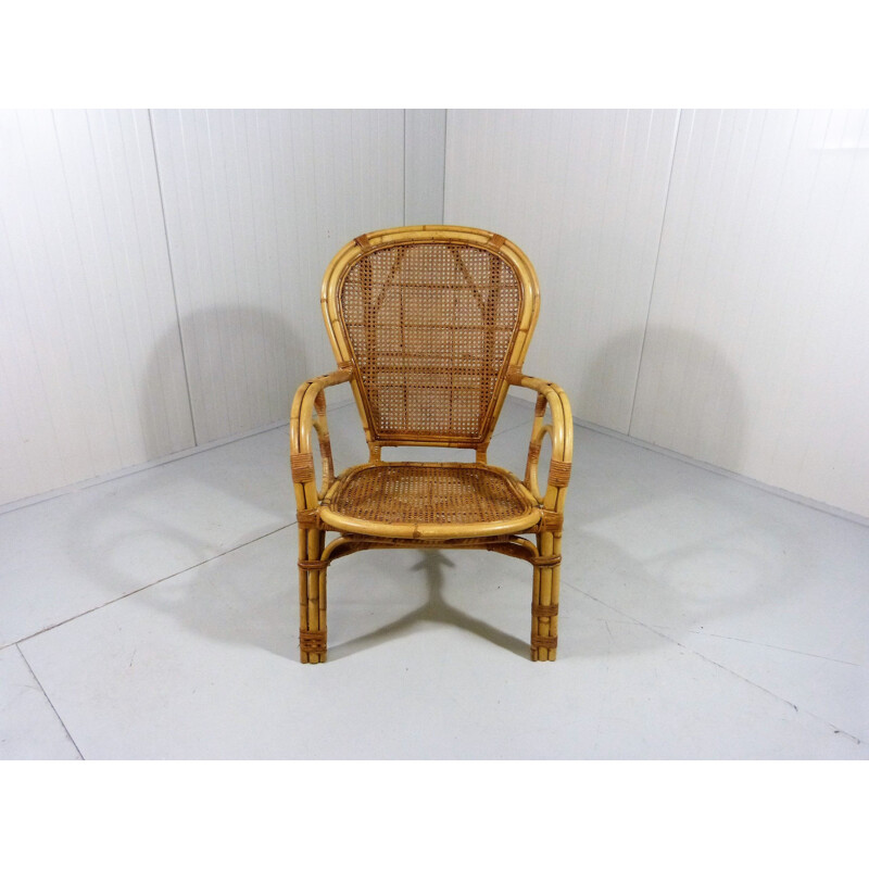 Vintage rattan armchair, Italy 1970