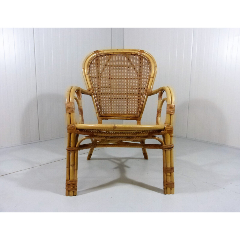 Vintage Sessel aus Rattan, Italien 1970