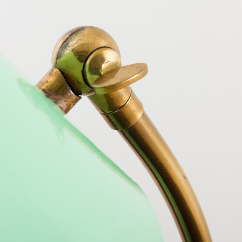 Vintage Stilux Milano desk lamp in mint color lacquer and brass details