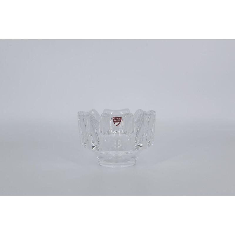 Vintage Crystal Corona Bowl by Lars Hellsten for Orrefors, Scandinavian 1970s