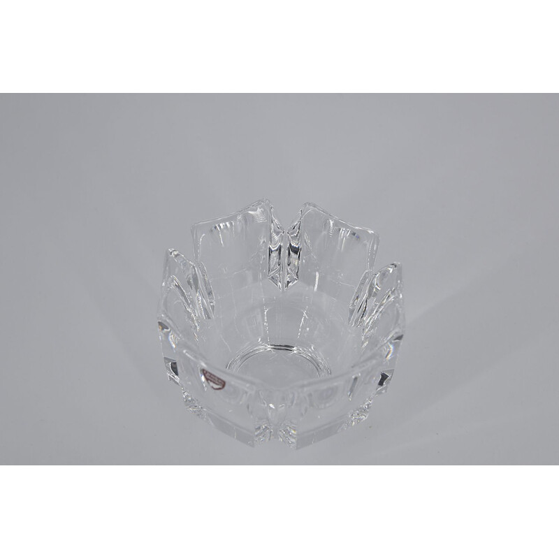 Vintage Crystal Corona Bowl by Lars Hellsten for Orrefors, Scandinavian 1970s