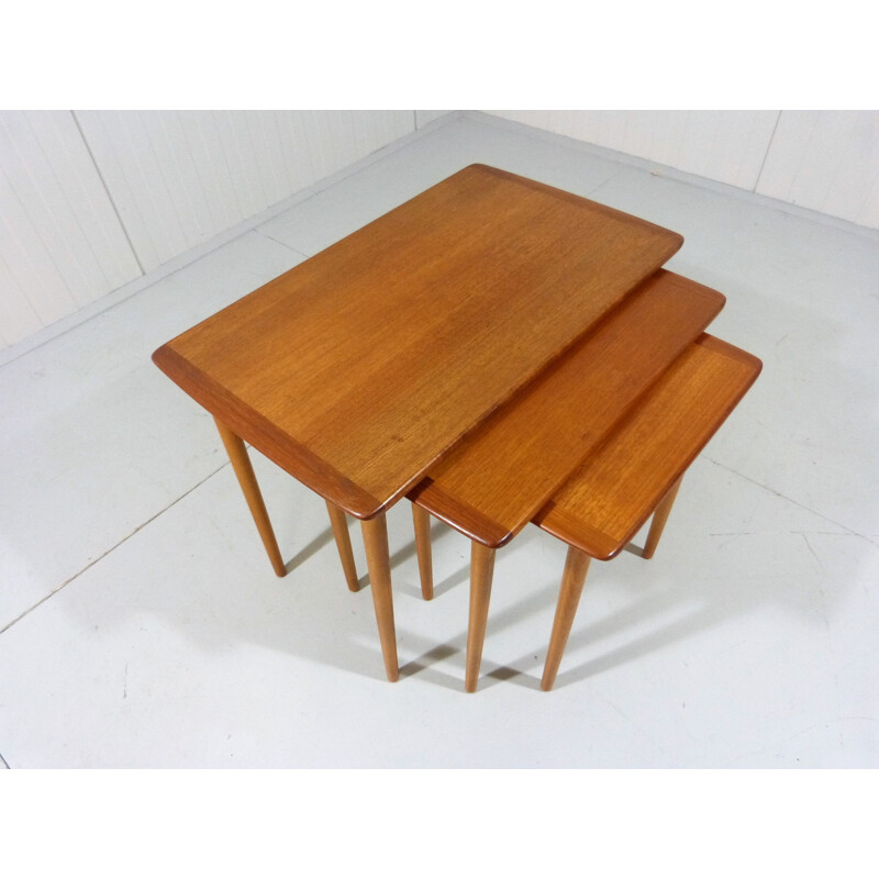 Vintage teak nesting tables by Torpe Mobelfabrikk, Norway 1960