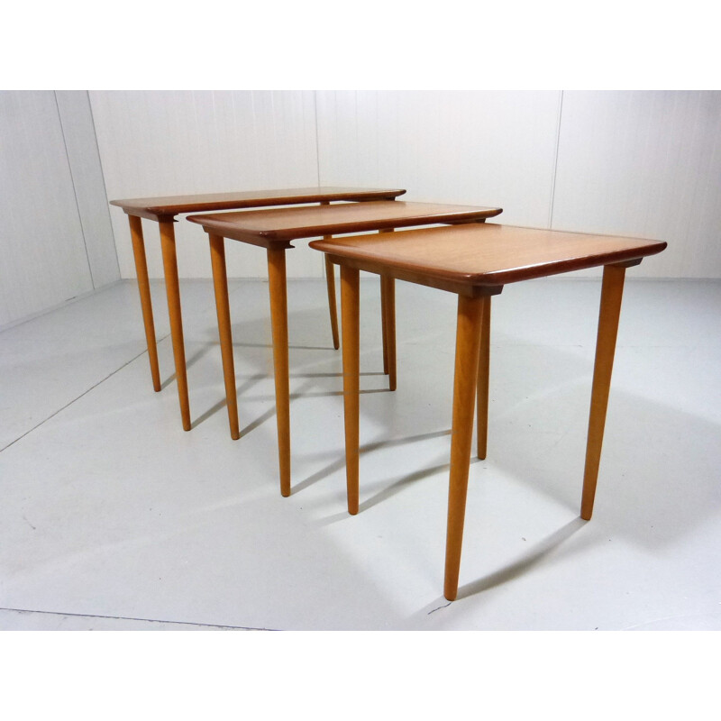Vintage teak nesting tables by Torpe Mobelfabrikk, Norway 1960