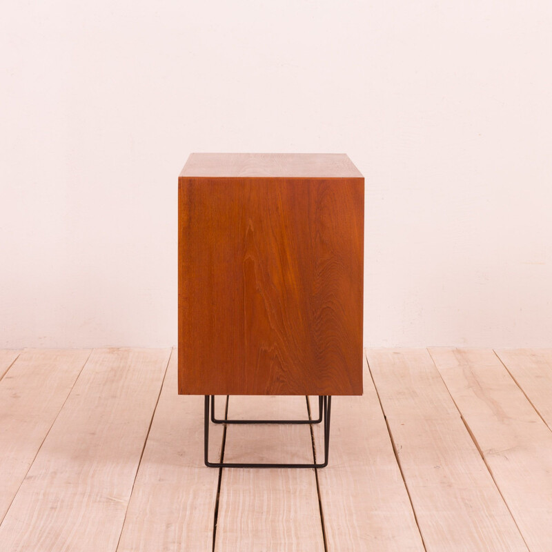 Vintage teak small sideboard or vintage vanity unit with metal legs, Danish 1970s