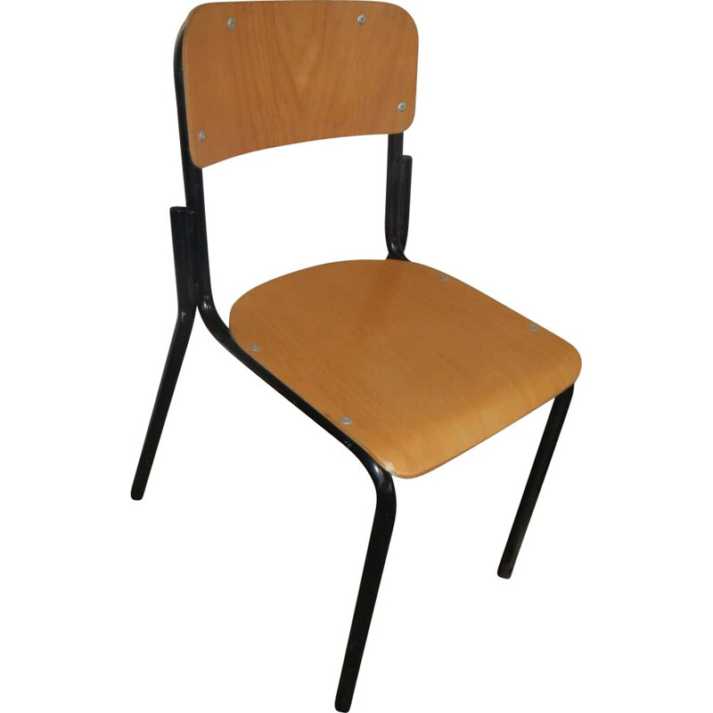 Vintage metal and wood school chair