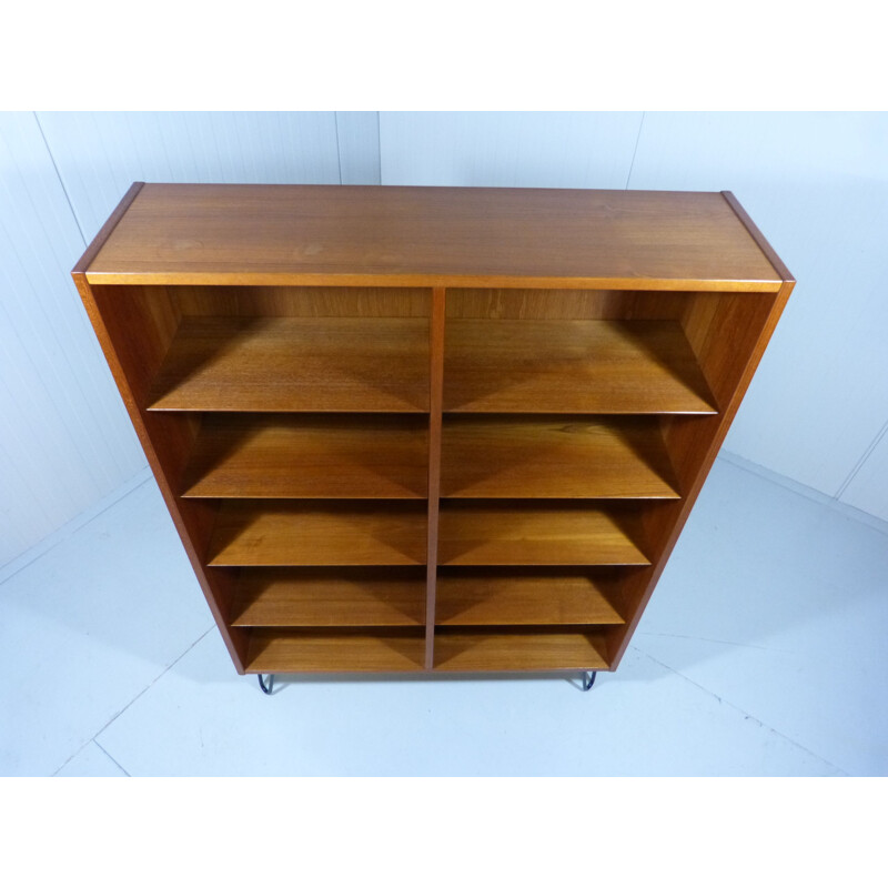 Vintage Teak bookcase with hairpin legs, Denmark 1960s