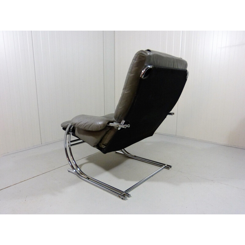Vintage Lounge chair in grey leather 1980s
