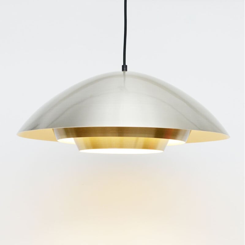 Vintage pendant lamp In golden brass, Danish 1960s