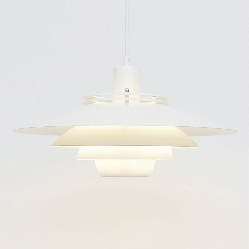 Vintage White Jeka pendant lamp, Danish 1970s