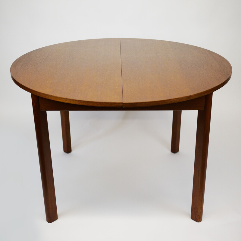 Vintage Round Extendable Wooden Dining Table 1960s
