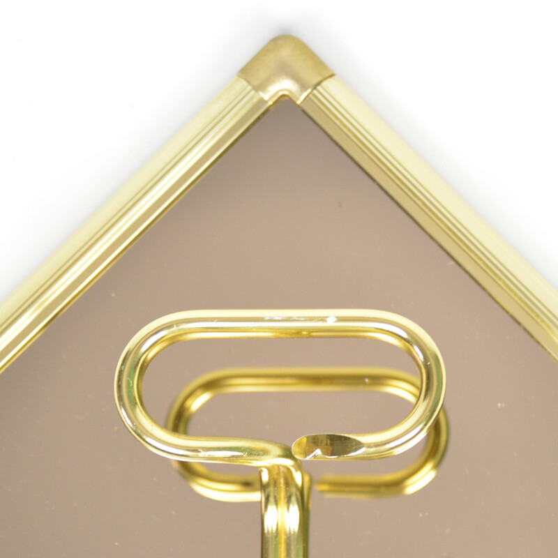 Vintage Brass wall hanger with a mirror by H. Baller, Austria 1970s