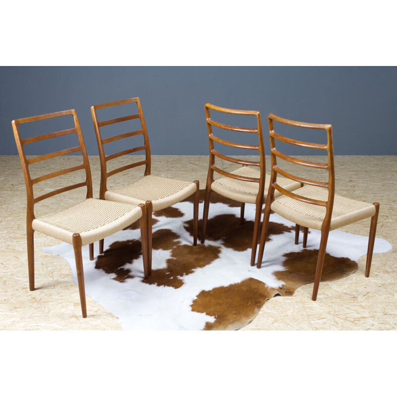 Set of 4 vintage teak dining chair by Niels Otto for Moller Mobelfabrik 1954s