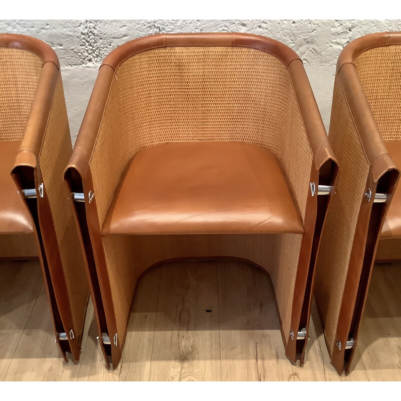 Set of 4 vintage club chairs "Lario" by Giuseppe Vigano for Bonacina, Italy 2000s