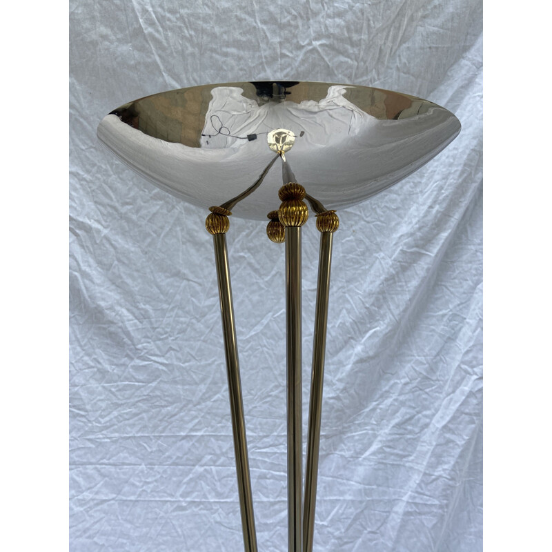 Paire de lampadaires vintage en inox, Italien 1980