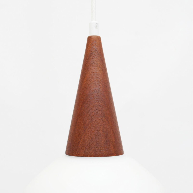 Vintage lamp in glass and teak, Denmark 1960s