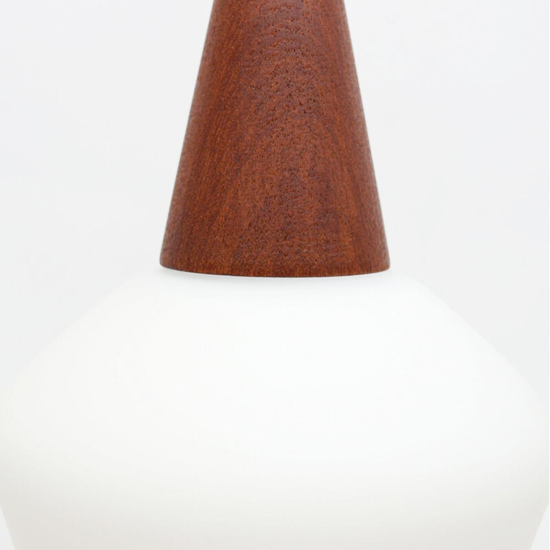 Vintage lamp in glass and teak, Denmark 1960s