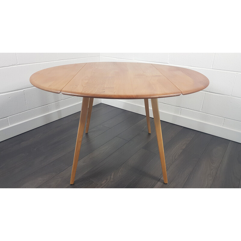 Vintage Round Drop Leaf Dining Table by Ercol 1960s